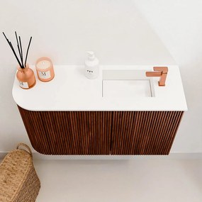 Mondiaz Joya 70cm toiletmeubel ronding links ruby met wastafel faye rechts 1 kraangat talc