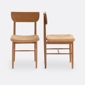 Set van 2 stoelen in massief eik en vlechtwerk, Andre