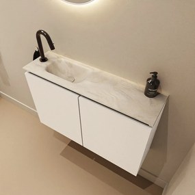 Mondiaz Ture DLux toiletmeubel 80cm talc met wastafel ostra links met kraangat