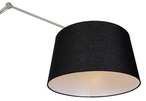 Stoffen Moderne vloerlamp staal met kap zwart linnen 45 cm - Editor Modern E27 Binnenverlichting Lamp