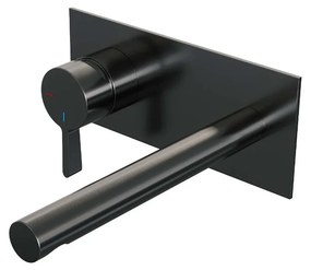 Brauer Gunmetal Edition ColdStart wastafelkraan inbouw rechte uitloop met achterplaat model E2 gunmetal geborsteld PVD