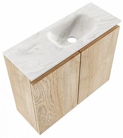 Mondiaz Ture DLux toiletmeubel 60cm washed oak met wastafel ostra rechts zonder kraangat