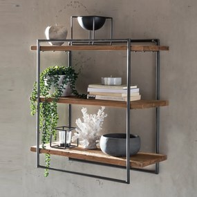 Wandrek Van Hout En Metaal 60x60 Cm - 60x22x60cm.