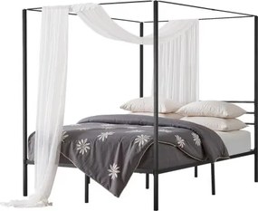 VEVOR Queen Size Hemelbedframe, Metalen Hemelbed (Laadvermogen 800 lbs) met Hemelbedontwerp, Vierkante Stalen Lattenbodem, Opbergruimte onder het Bed, Geen Boxspring Vereist, Zwart Gaasframe