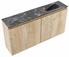 Mondiaz Ture DLux toiletmeubel 100cm washed oak met wastafel lava rechts met kraangat