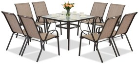 Metalen tuinmeubelset Modena bruin voor 8 personen met vierkante tafel Garden Point
