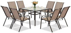 Modena bruine metalen tuinset voor 8 personen met Garden Point vierkante tafel