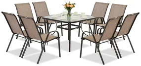 Modena bruine metalen tuinset voor 8 personen met Garden Point vierkante tafel