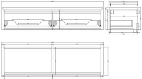 Gliss Design Ares badmeubel 160cm 2 lades castle brown zonder waskom