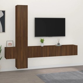 vidaXL 5-delige Tv-meubelset bewerkt hout bruineikenkleurig