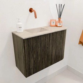 Mondiaz Joya DLux 60cm toiletmeubel ronding rechts shadow met wastafel faye links zonder kraangat frappe