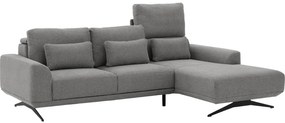 Goossens Excellent Bank Princess grijs, stof, 2,5-zits, elegant chic met chaise longue rechts