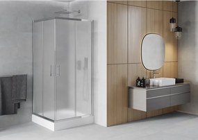 Mexen Rio vierkante douchecabine 90 x 90 cm, matglas, chroom + douchebak, wit - 860-090-090-01-30-4510