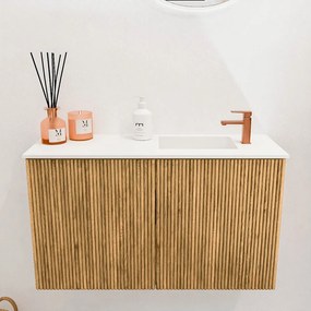 Mondiaz Joya 70cm toiletmeubel oak met wastafel faye rechts 1 kraangat talc