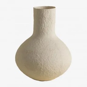Decoratieve ambachtelijke vaas van arganilpapier-maché Wit - Sklum