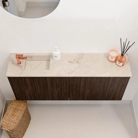 Mondiaz Joya DLux 100cm toiletmeubel walnut met wastafel faye links 1 kraangat frappe