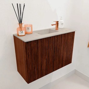 Mondiaz Joya DLux 60cm toiletmeubel ruby met wastafel faye midden 1 kraangat opalo