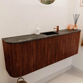 Mondiaz Joya DLux 125cm toiletmeubel ronding links/rechts ruby met wastafel faye midden 1 kraangat lava