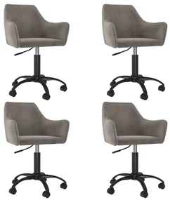 vidaXL Eetkamerstoelen draaibaar 4 st fluweel lichtgrijs