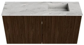Mondiaz Joya DLux 80cm toiletmeubel walnut met wastafel faye rechts 1 kraangat glace