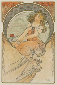 Kunstdruk The Arts 3, Heavily Distressed (Beautiful Vintage Art Nouveau Lady) - Alfons / Alphonse Mucha, (26.7 x 40 cm)