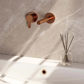 Brauer Copper Edition ColdStart wastafelkraan inbouw rechte uitloop en rozetten model D2 koper geborsteld PVD
