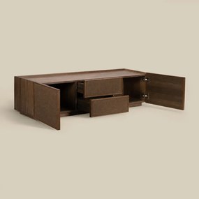 Tv-meubel Walnoot Met Stoffen Deuren 150 Cm - 150x40x40cm.