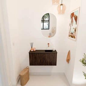 Mondiaz Joya 80cm toiletmeubel walnut met wastafel faye rechts zonder kraangat urban