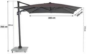 Santika Furniture Santika Belize Deluxe Parasol X Antraciet Frame/dark Grey Aluminium Grijs