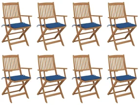 vidaXL Tuinstoelen 8 st inklapbaar met kussens massief acaciahout