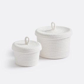 Set van 2 katoenen manden met deksel, Kesia