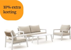 + 10% kassakorting | Stoel-bank loungeset Manifesto  | 4 personen | Loungeset Beige/Wit | Aluminium | 162.5x74cm | Kees Smit Tuinmeubelen