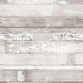 Noordwand Homestyle Behang Wood gebroken wit en grijs