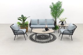 Garden Impressions Margriet stoel-bank loungeset - Carbon black/Mint grey - 5 delig