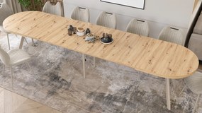 Mazzoni EXPANSO Artisan Eiken / kasjmier poten - OVALE UITSCHUIFTAFEL 160-360 cm VOOR 16-18 PERSONEN