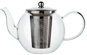Theepot met theezeefje, bol, glas, 1,2 l