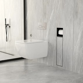 Mueller Black inbouw toiletrol en borstelhouder betegelbaar zwart mat
