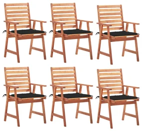 vidaXL Tuinstoelen 6 st met kussens massief acaciahout