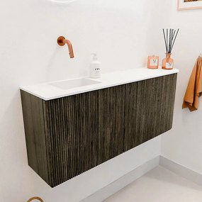 Mondiaz Joya 100cm toiletmeubel ronding rechts shadow met wastafel faye links zonder kraangat talc