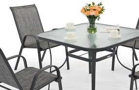 Modena metalen tuinmeubel voor 4 personen met Garden Point vierkante tafel grijs