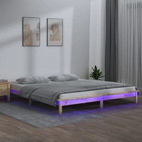 vidaXL Bedframe LED massief hout 140x200 cm