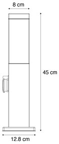 Buitenlamp roestbruin 45 cm met stopcontact IP44 - Malios Design, Modern E27 IP44 Buitenverlichting