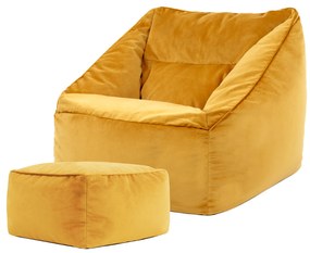 Natalia Velvet Armchair Bean Bag + Footstool