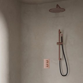 Saniclear Copper Pro inbouw regendouche 30cm met wandarm en glijstang geborsteld koper