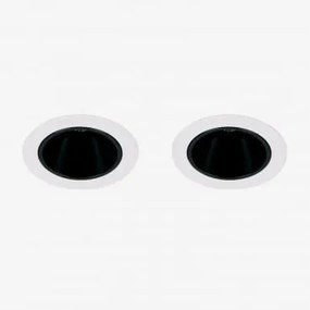Set Van 2 Inbouw Led Downlights Met Ronde Frames Ø8 Cm In Luisiana Aluminium Wit – Zwart & Neutraal Wit 3500k & 8 W & 23º - Sklum