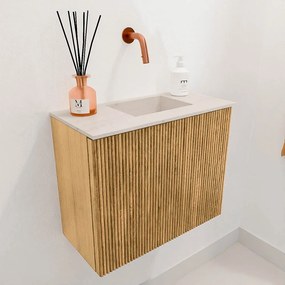 Mondiaz Joya DLux 50cm toiletmeubel oak met wastafel faye rechts zonder kraangat meli