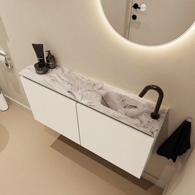 Mondiaz Ture DLux toiletmeubel 100cm talc met wastafel glace rechts met kraangat