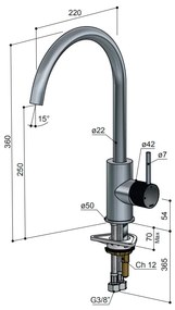 Hotbath Cobber X keukenmengkraan met draaibare ronde uitloop zwart mat