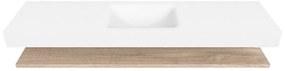 Zaro Alan badmeubel 180cm met planchet washed oak en vrijhangende wastafel cloud midden 1 kraangat talc