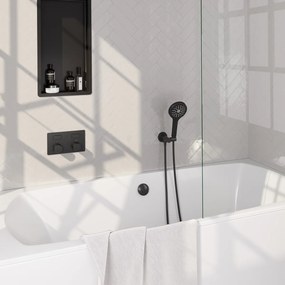 Brauer Stripe inbouw badkraan met drukknoppen, badvulcombinatie en 3 standen handdouche zwart mat